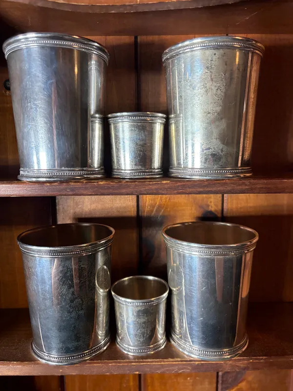 Set of Sterling Silver Mark J. Scearce Mint Julep Cups and Tumblers from auction in Lancaster, Ohio — image 9