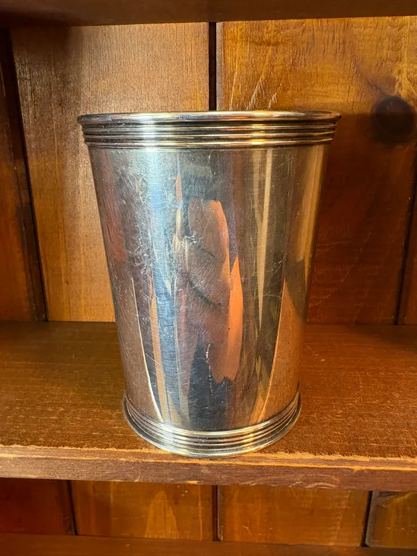 American Sterling Silver Mint Julep Cup with Reeded Rim and Base by Trees from auction in Lancaster, Ohio — image 16