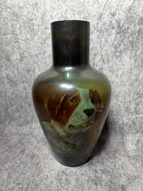 Hand Painted Pottery Baluster Vase with Saint Bernard Portrait from auction in Lancaster, Ohio — image 5