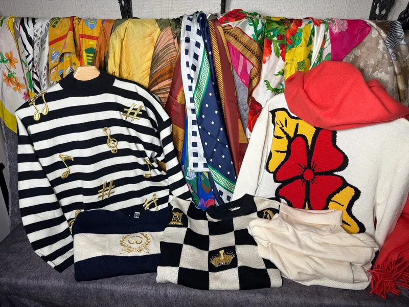 A Collection of Designer Knitwear and Silk Scarves including St. John Brooks Brothers and Perry Ellis from auction in Lancaster, Ohio — image 39