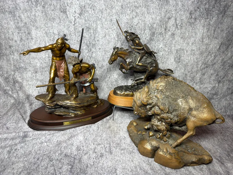 A Trio of Western Themed Sculptures by Ernie Cselko, Chapel, and Larsen After Frederic Remington from auction in Lancaster, Ohio — image 48