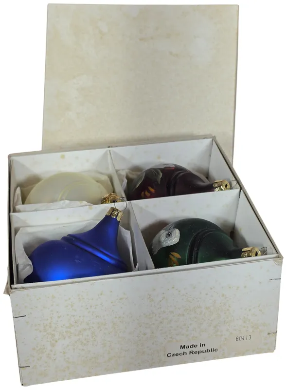 A Set of Four Hand Painted Czech Glass Christmas Ornaments from auction in Lancaster, Ohio — image 10
