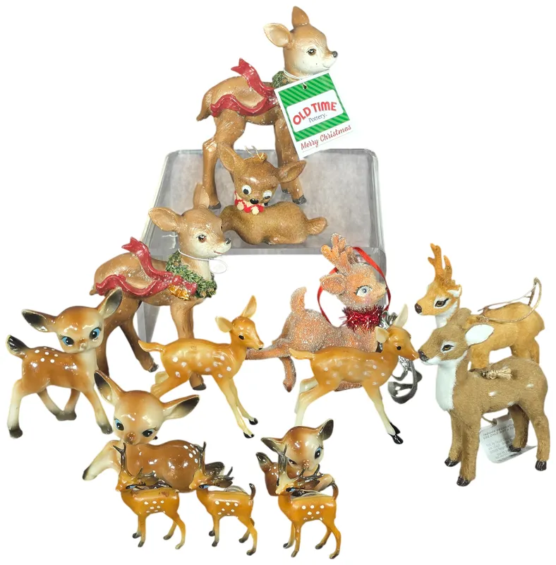 Collection of Hong Kong and Wondershop Plastic and Flocked Reindeer and Fawn Figurines from auction in Lancaster, Ohio — image 22
