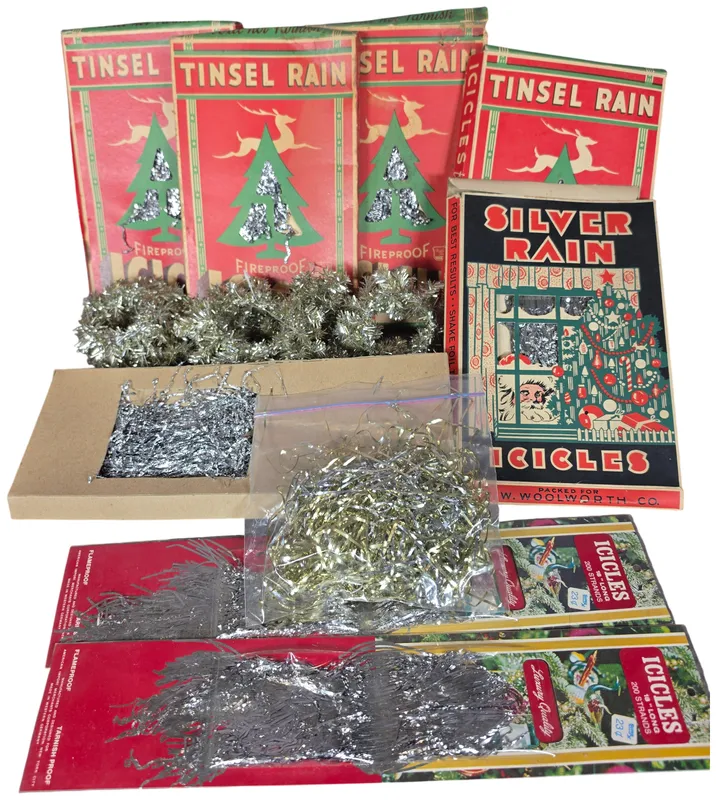 An Assortment of Vintage Holiday Tinsel and Icicle Decorations Including National Tinsel Mfg Co and Woolworths from auction in Lancaster, Ohio — image 33