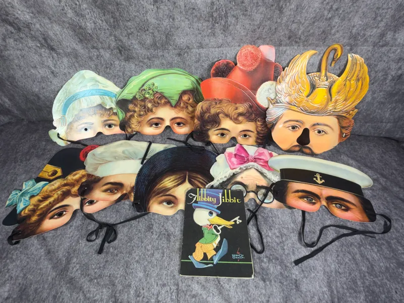 Junket Advertising Booklet by Vernon Grant and a Set of Nine Victorian Facsimile Paper Masks by H. and P. Decorations from auction in Lancaster, Ohio — image 27