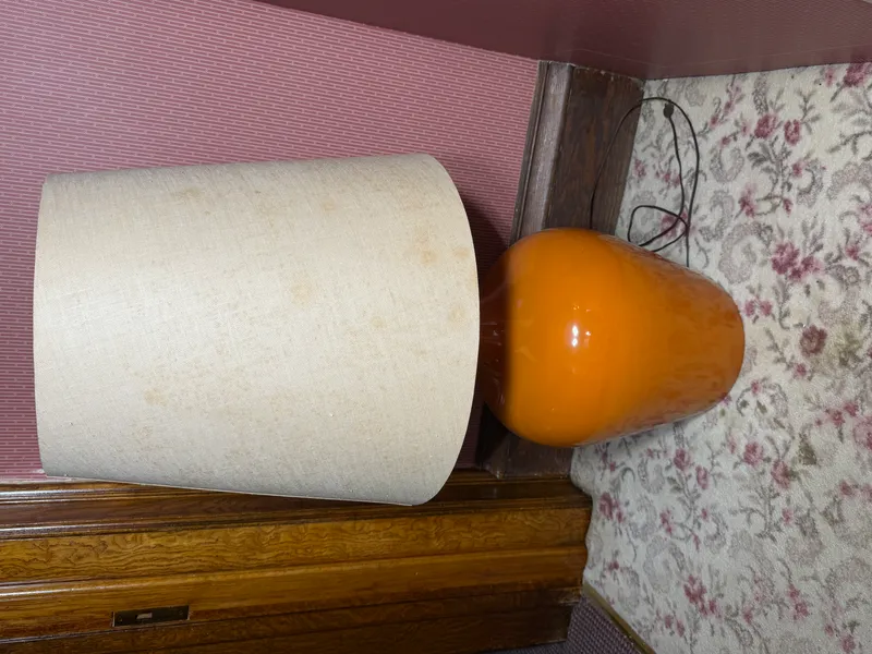 Mid-Century Modern Large Scale Orange Glazed Ceramic Table Lamp from auction in Lancaster, Ohio — image 29