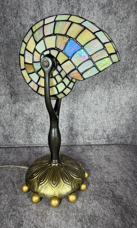 Art Nouveau Style Leaded Iridescent Glass Nautilus Shell Table Lamp from auction in Lancaster, Ohio — image 40