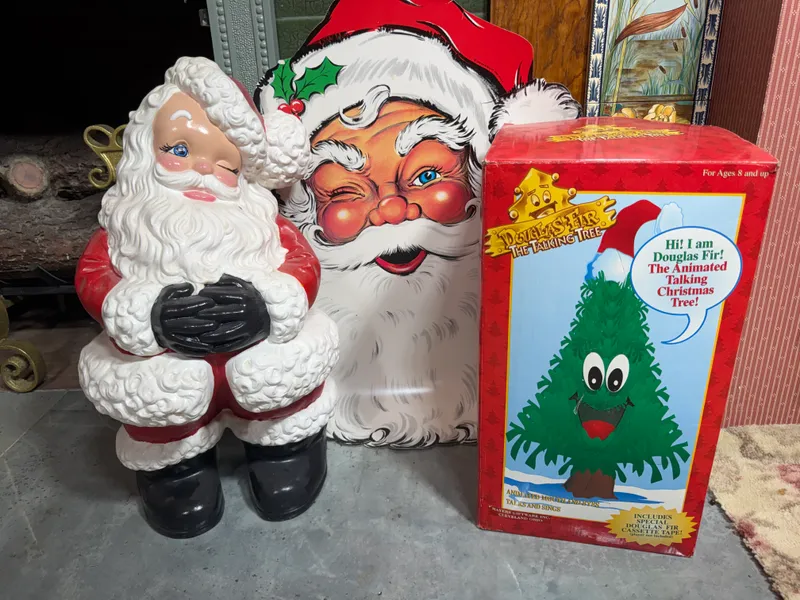 Three Vintage Christmas Decorative Items Including Atlantic Mold Ceramic Santa Claus from auction in Lancaster, Ohio — image 42