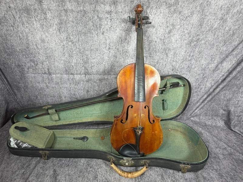 Vintage Full Size Trade Violin After Antonius Stradivarius with Bow and Case from auction in Lancaster, Ohio — image 46