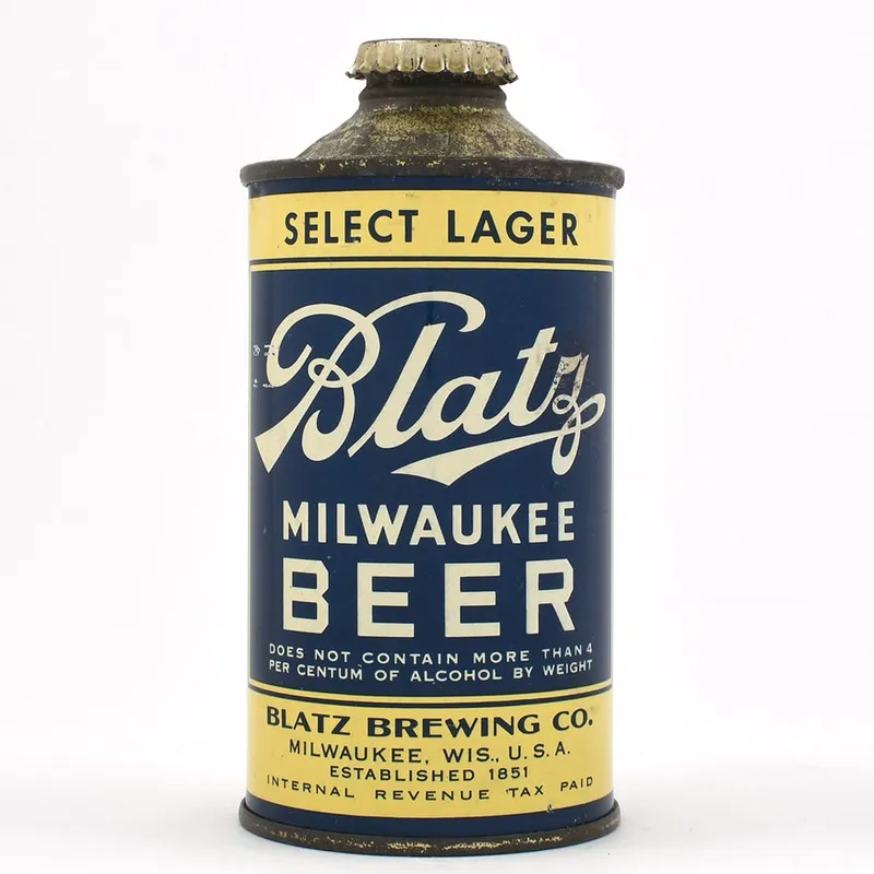 Blatz Milwaukee Beer Low Profile Cone Top DNCMT 4 PERCENT UNLISTED from auction in Brimfield, Massachusetts — image 46