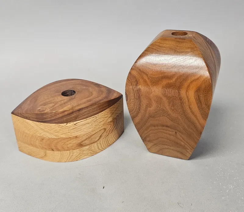 Two Wood Wildflowers Candle Holders from auction in Okemos, Michigan — image 47