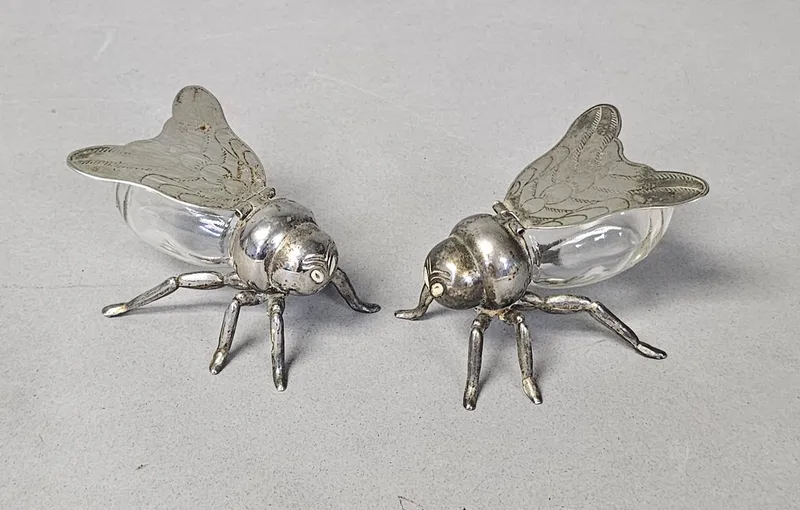 Silver Plated Fly Salt & Pepper Shakers from auction in Okemos, Michigan — image 46