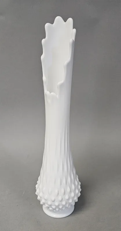 Fenton Milk Glass Hobnail Swung Vase from auction in Okemos, Michigan — image 48