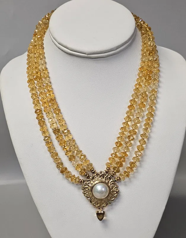 14K Citrine and Mabe Pearl Necklace from auction in Okemos, Michigan — image 12