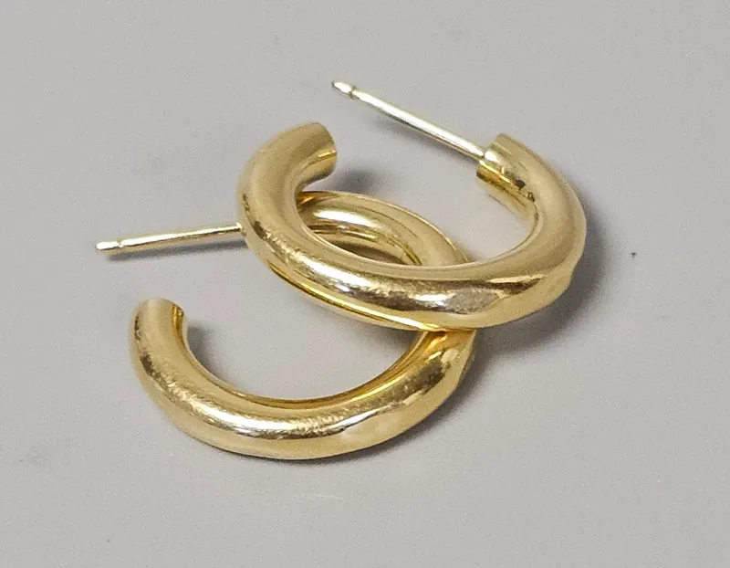 14K Yellow Gold Hoop Earrings 2.1 Grams from auction in Okemos, Michigan — image 15