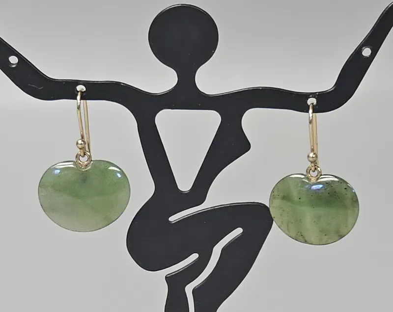 14K  Gold Nephrite Jade Earrings from auction in Okemos, Michigan — image 14