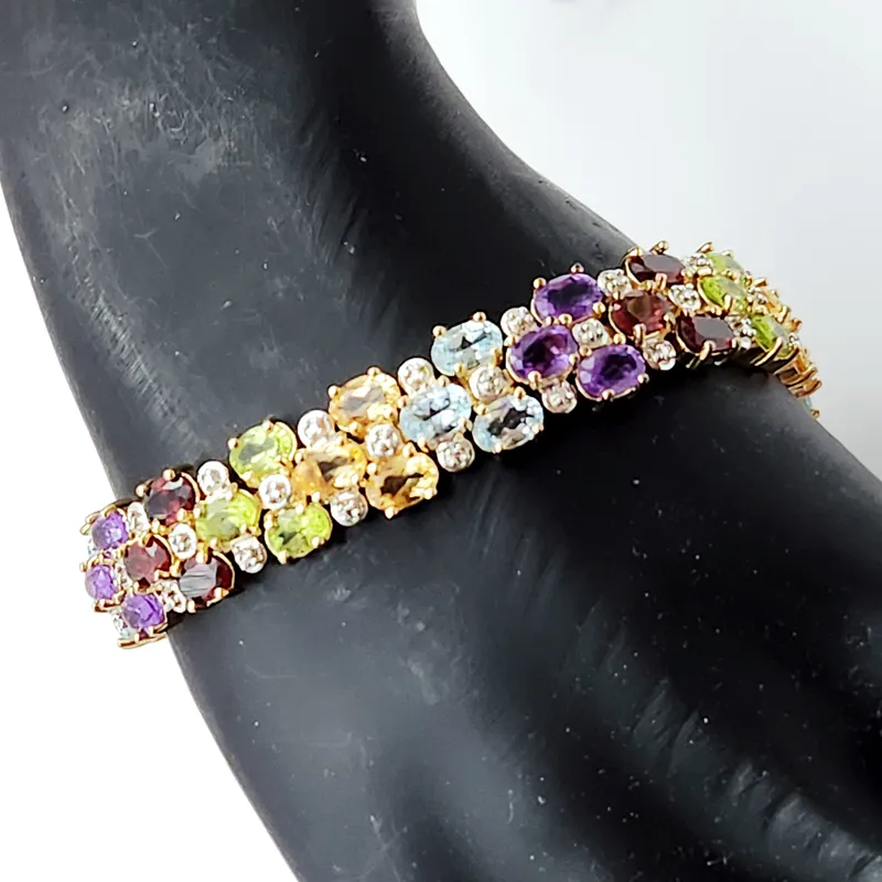 Multi-Gemstone Vermeil Bracelet 31.3 Grams from auction in Okemos, Michigan — image 35