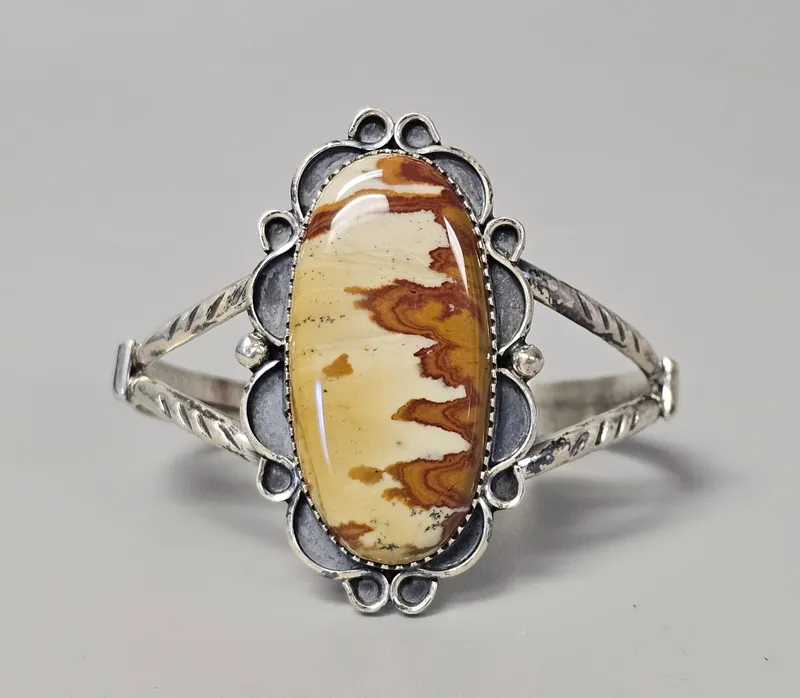 Sterling Southwestern Picture Jasper Cuff 28.2 Grams from auction in Okemos, Michigan — image 45